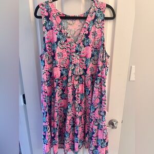 Lily Pulitzer Lorina tiered swing dress size xxl in oyster bay navy